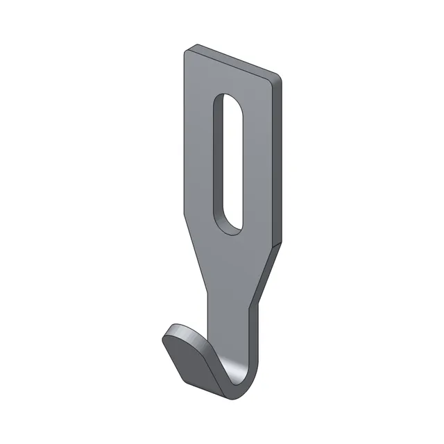 Isometric view of the Centre Hook Small, drawn from its manufacturing CAD model
